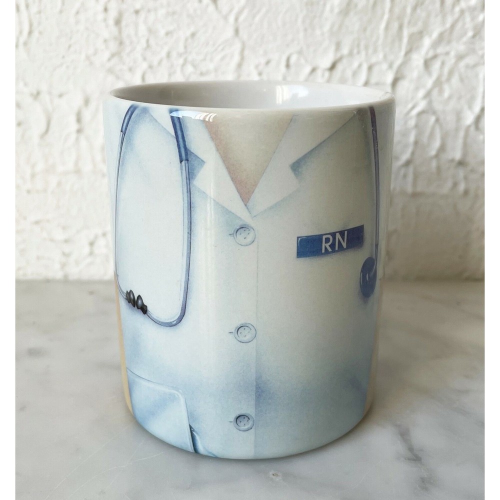 RN Registered Nurse Mug - Essential Worker White Uniform Stethoscope Coffee Cup